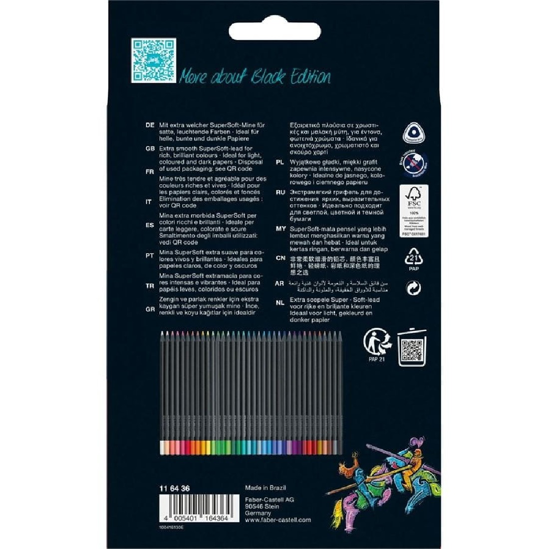 Faber Castell Black Edition colour pencils, cardboard box of 36, 116436