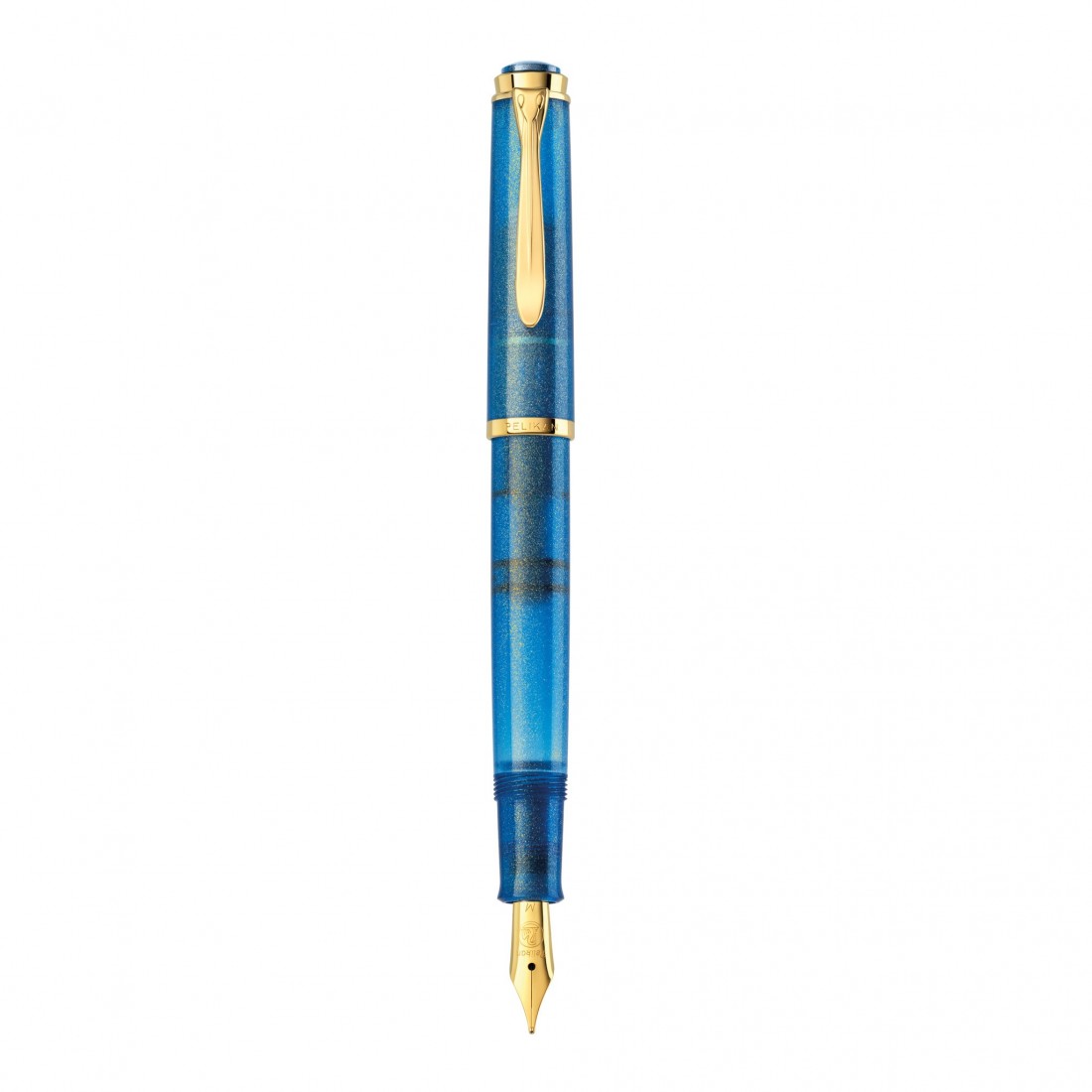 Pelikan Classic M200 Golden Lapis  Special Edition Fountain Pen with ink bottle