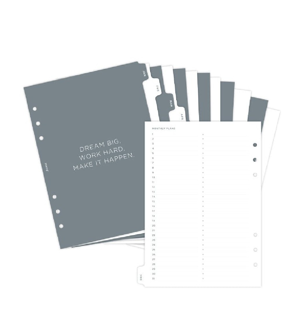 Filofax Refill A5 Organiser Minimal Monthly A5 Dividers 132972