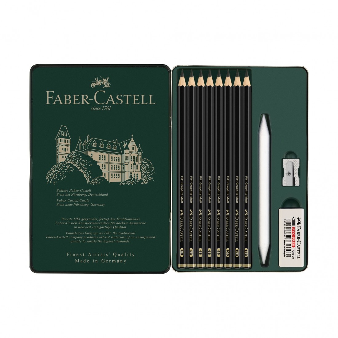 Faber Castell 115220 Pitt Graphite Matte Pencils Tin of 12
