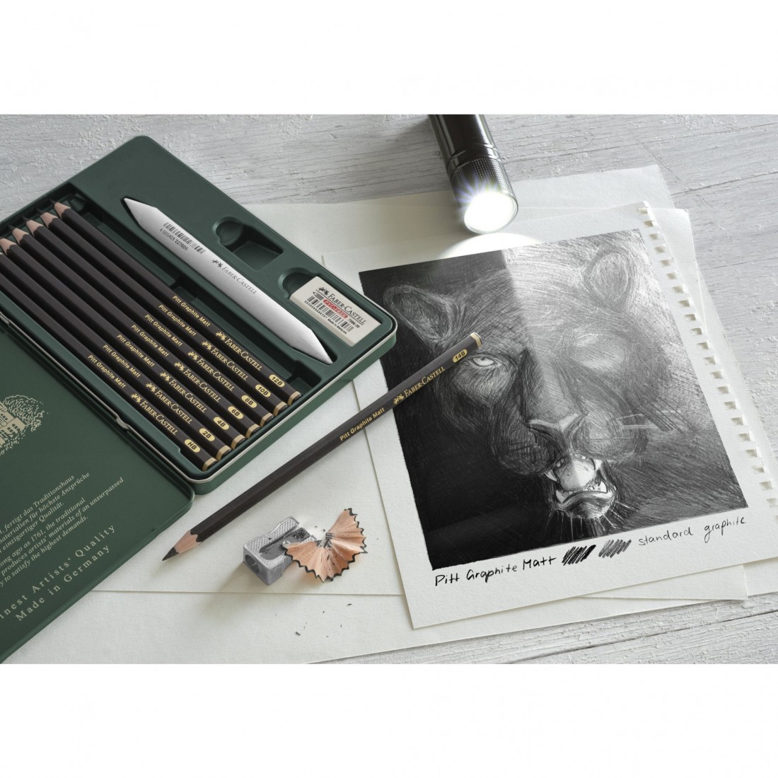 Faber Castell 115220 Pitt Graphite Matte Pencils Tin of 12