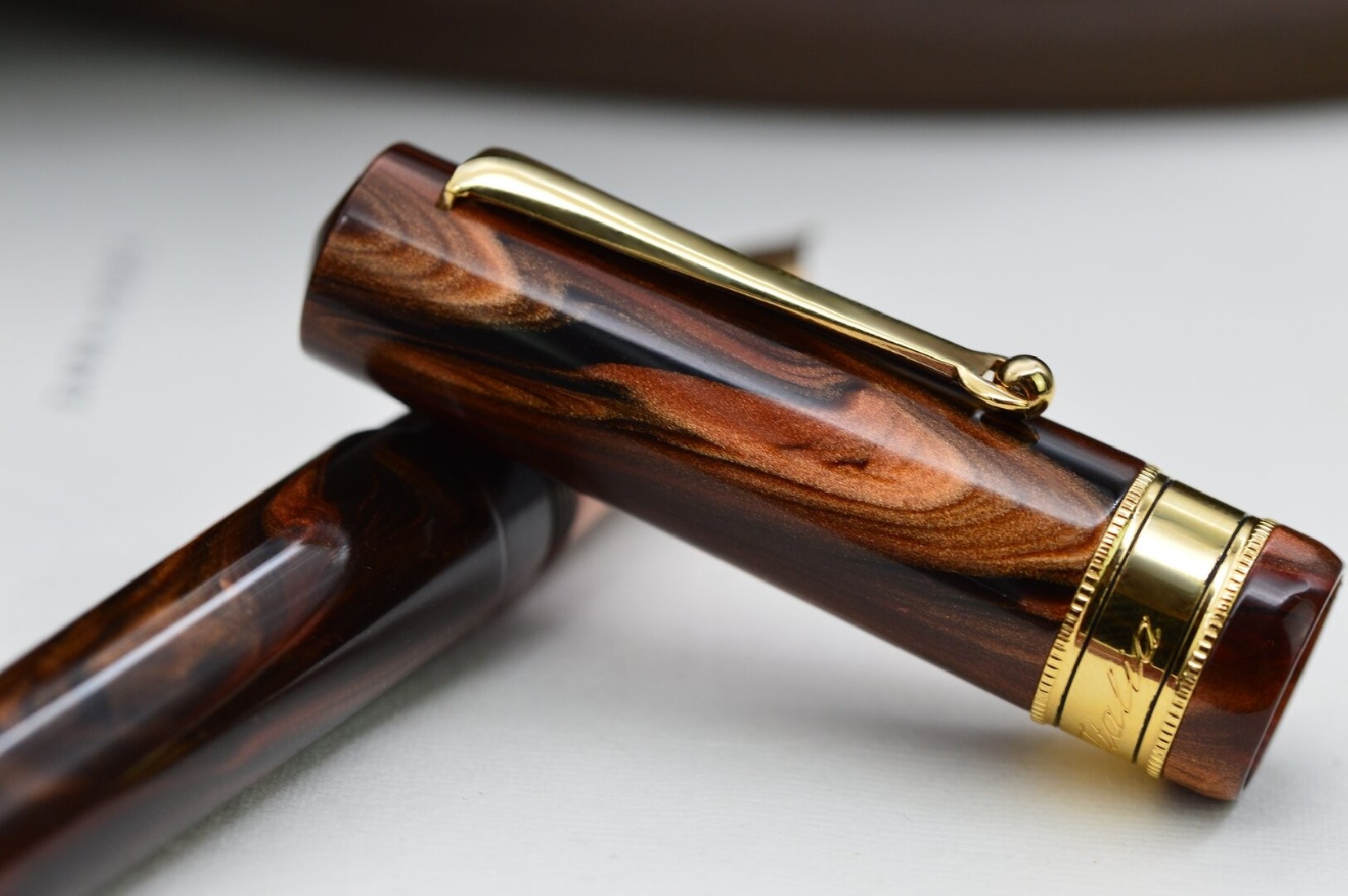 Santini Italia Libra Rosewood GP  piston filler pen with ebonite feeder superflexy nib 14k
