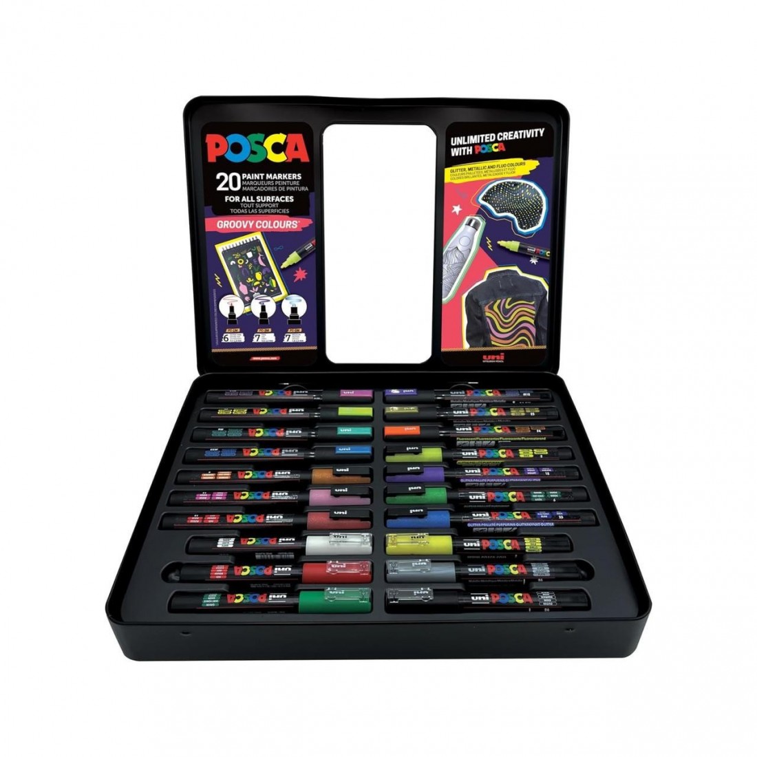 POSCA Paint Markers Groovy Colours Collection Tin Set 20pc