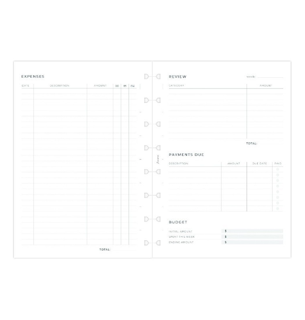 REFILL A5 EXPENSE TRACKER NOTEBOOK 132861 FILOFAX FX