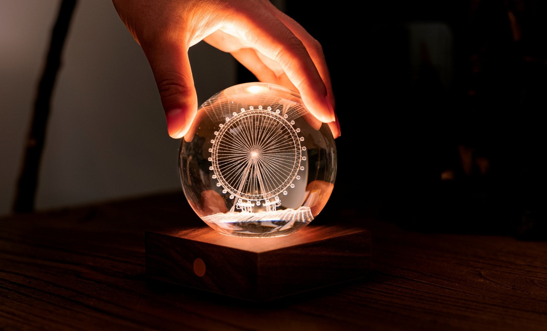Gingko Amber Crystal Light 3D Ferris Wheel