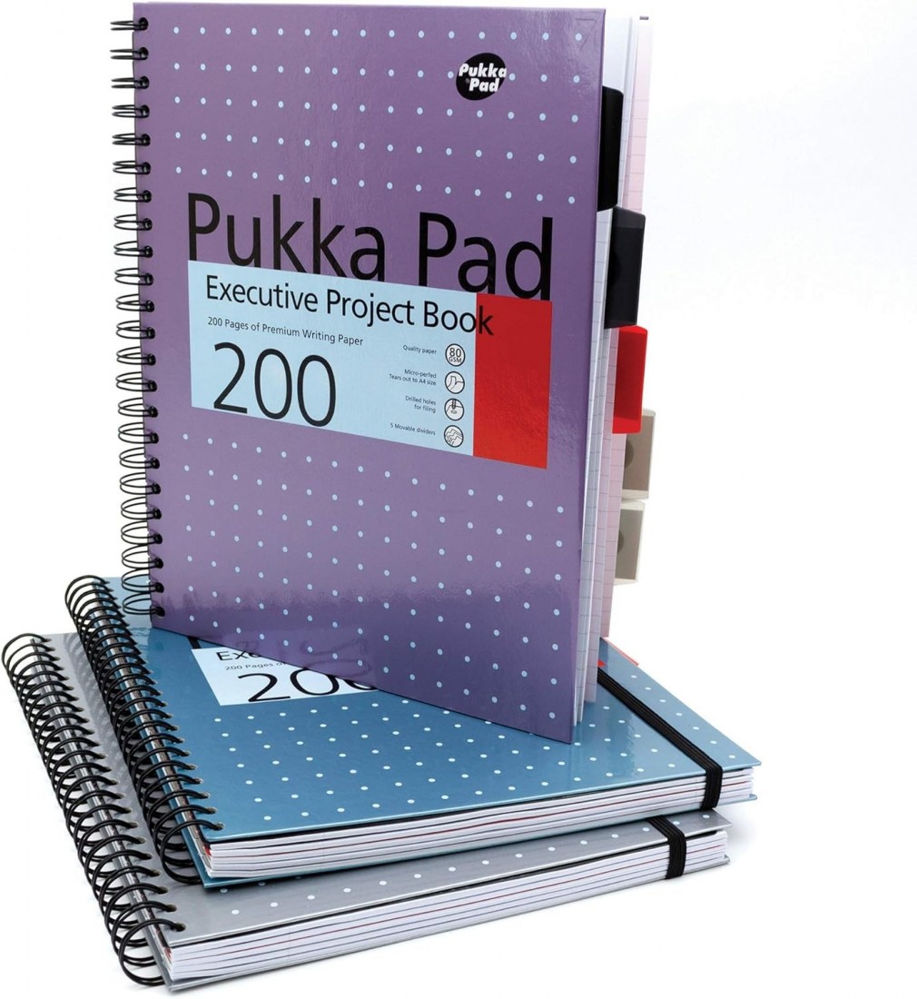 Pukka Pad τετραδιο ριγέ σπιραλ Α4, 5 θεμάτων, σκληρό εξώφυλλο, 200 σελίδες, 6970-MET
