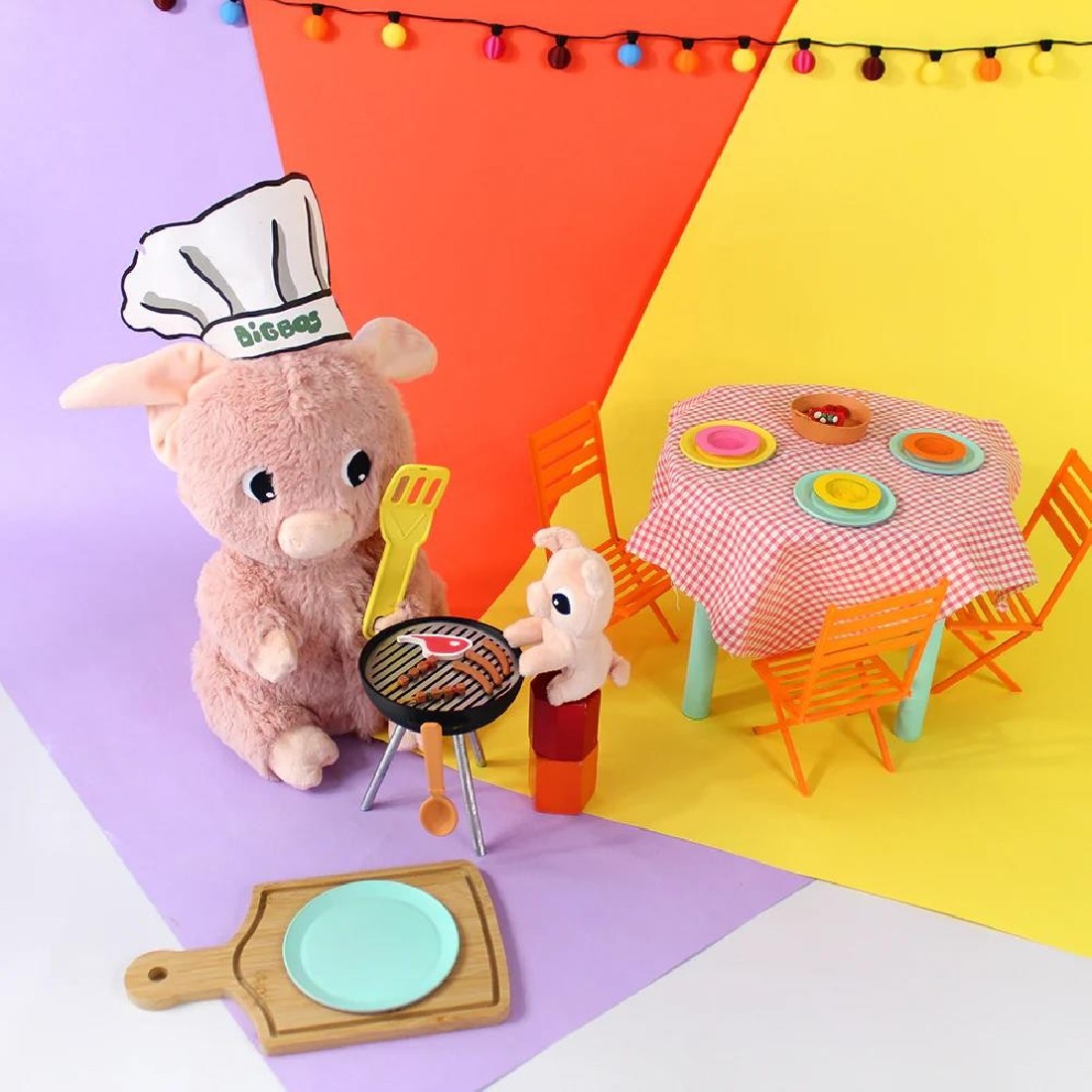 Barbekiou pig soft toy mom and her pink baby Les Ptipotos 76020 Les Deglingos