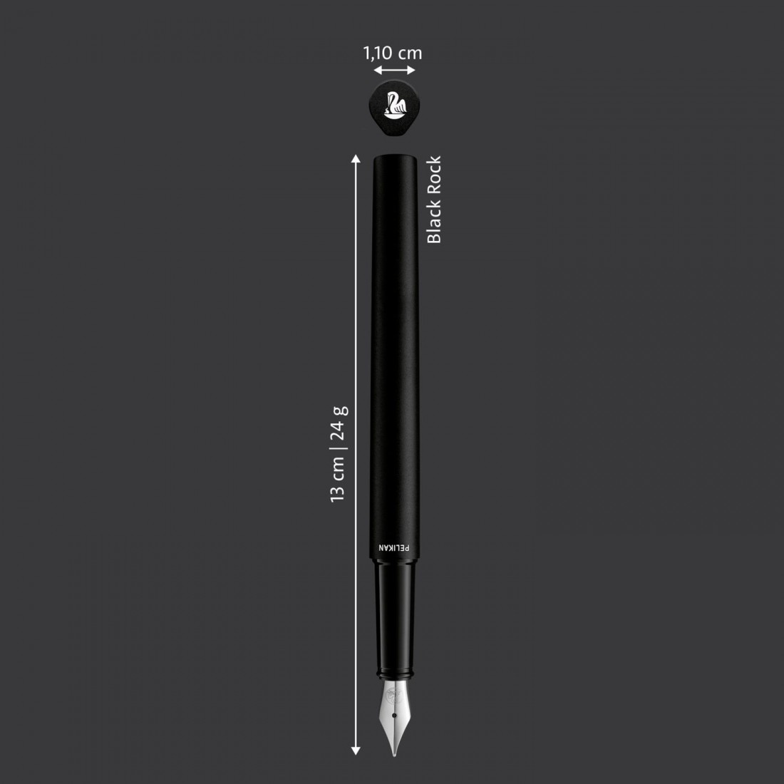 Pelikan Ineo Elements P6 aluminium fountain pen with metal case black rock
