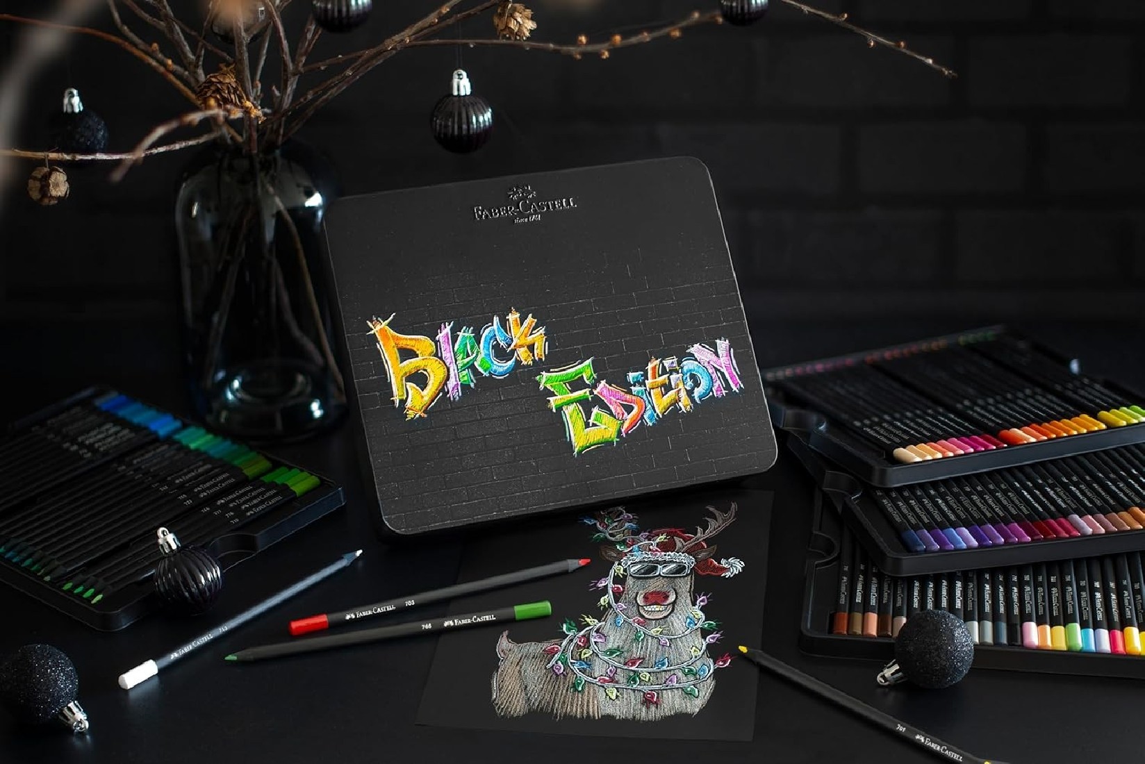 Faber Castell Black Edition 116490 Colouring Pencils, 100 Metal Case, Shatterproof, for Children and Adults.