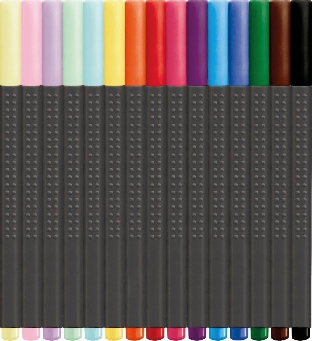 Faber Castell Can box of 15 Finepen Grip 0,4 151617