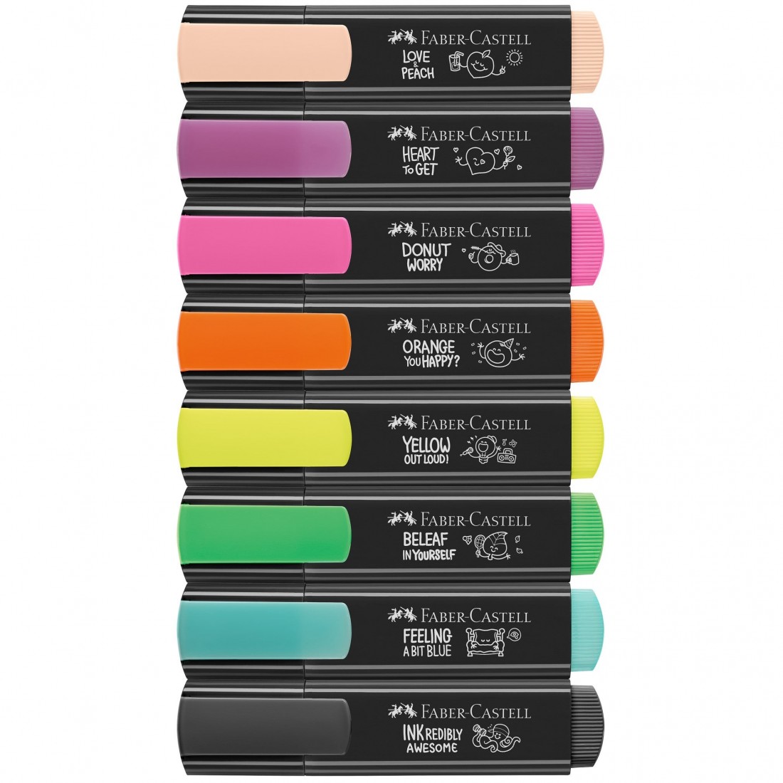 Faber Castell Highlighters, Graffiti Neon Colors - Box of 8 - 254692