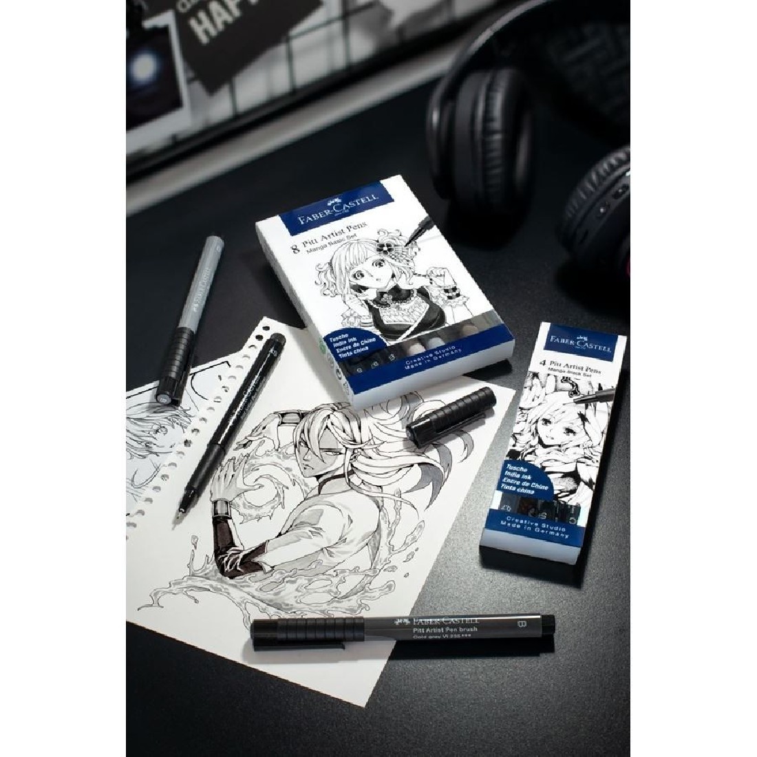 Faber Castell Pitt Artist Pen Brush Manga Set of 8 167107