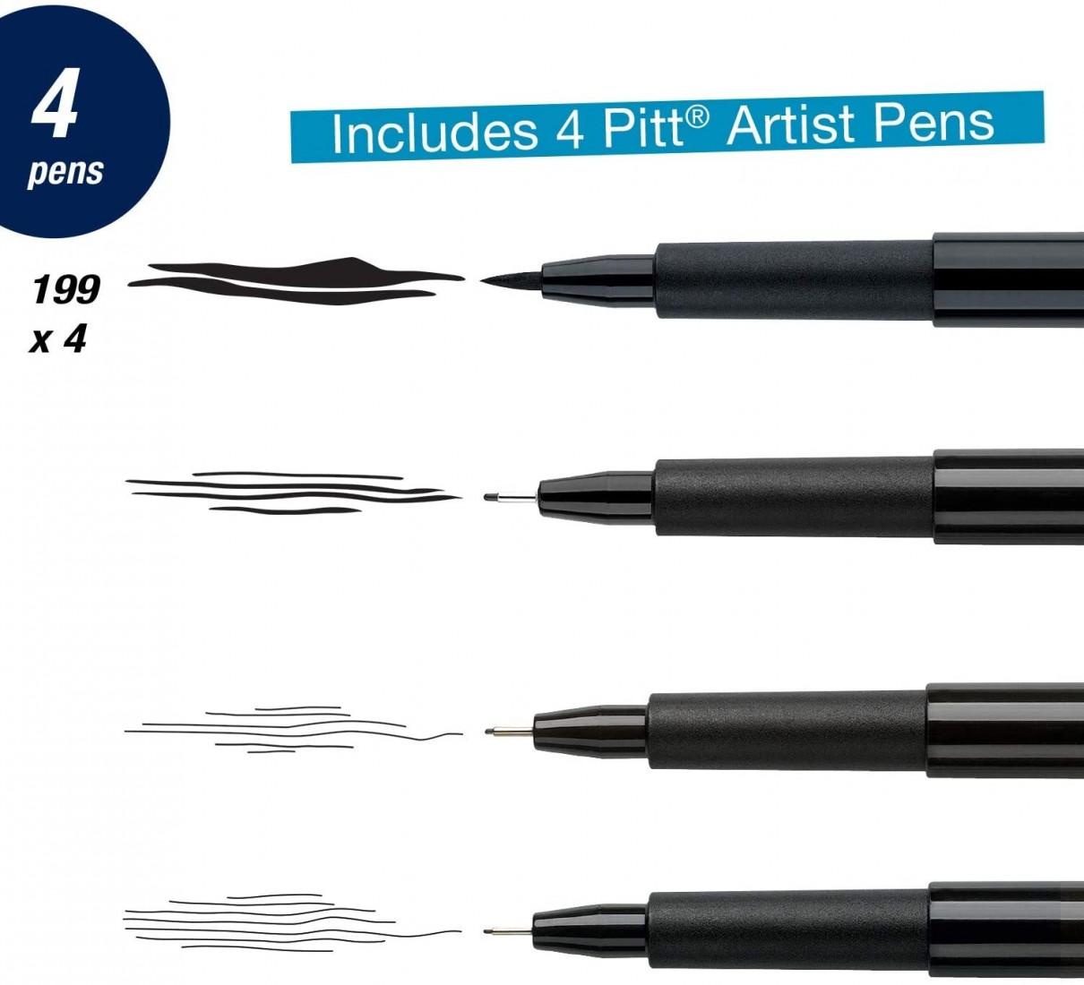 Faber Castell Pitt Artist Pens Manga Black Wallet of 4 167132