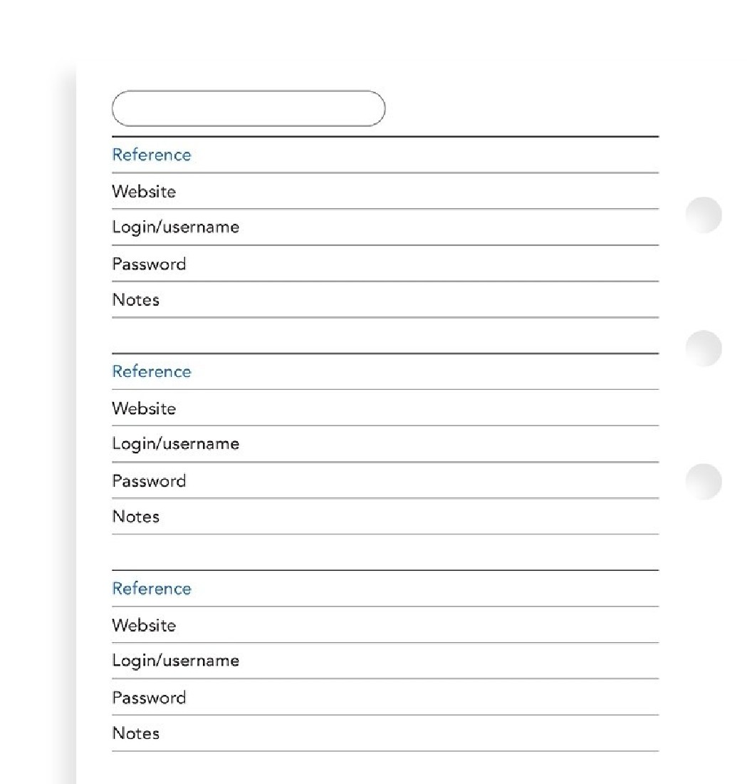 Refill Password Paper Personal 132682 Filofax