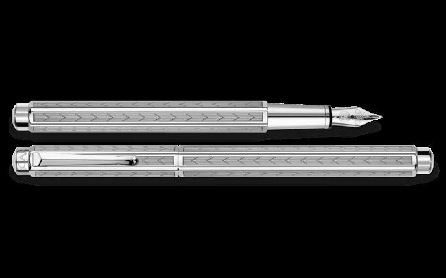 Caran dache Palladium-Coated Ecridor Chevron Fountain Pen