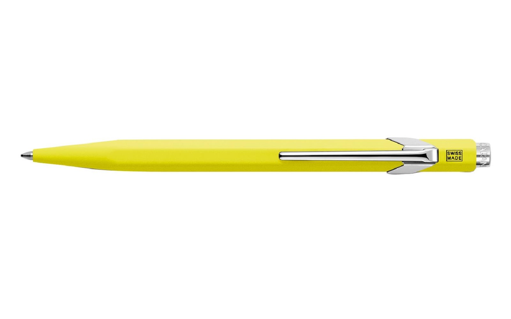 CARAN DACHE 849 Popline  fluo yellow ballpoint pen, with slim metal box 0849.970