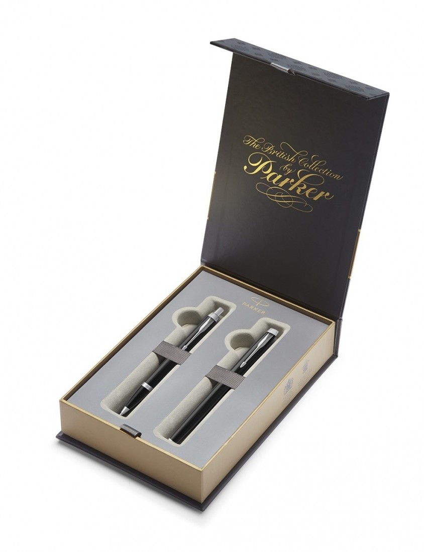 Parker IM Core Laque Black CT Set Rollerball and Ballpen N