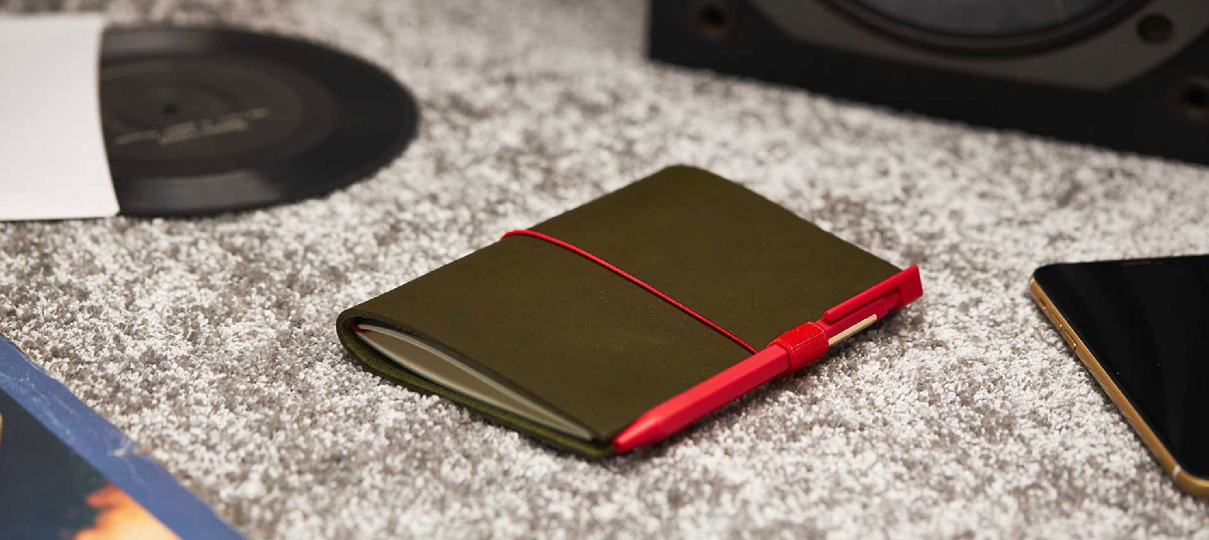 Paper Republic grand voyageur  pocket olive green leather journal