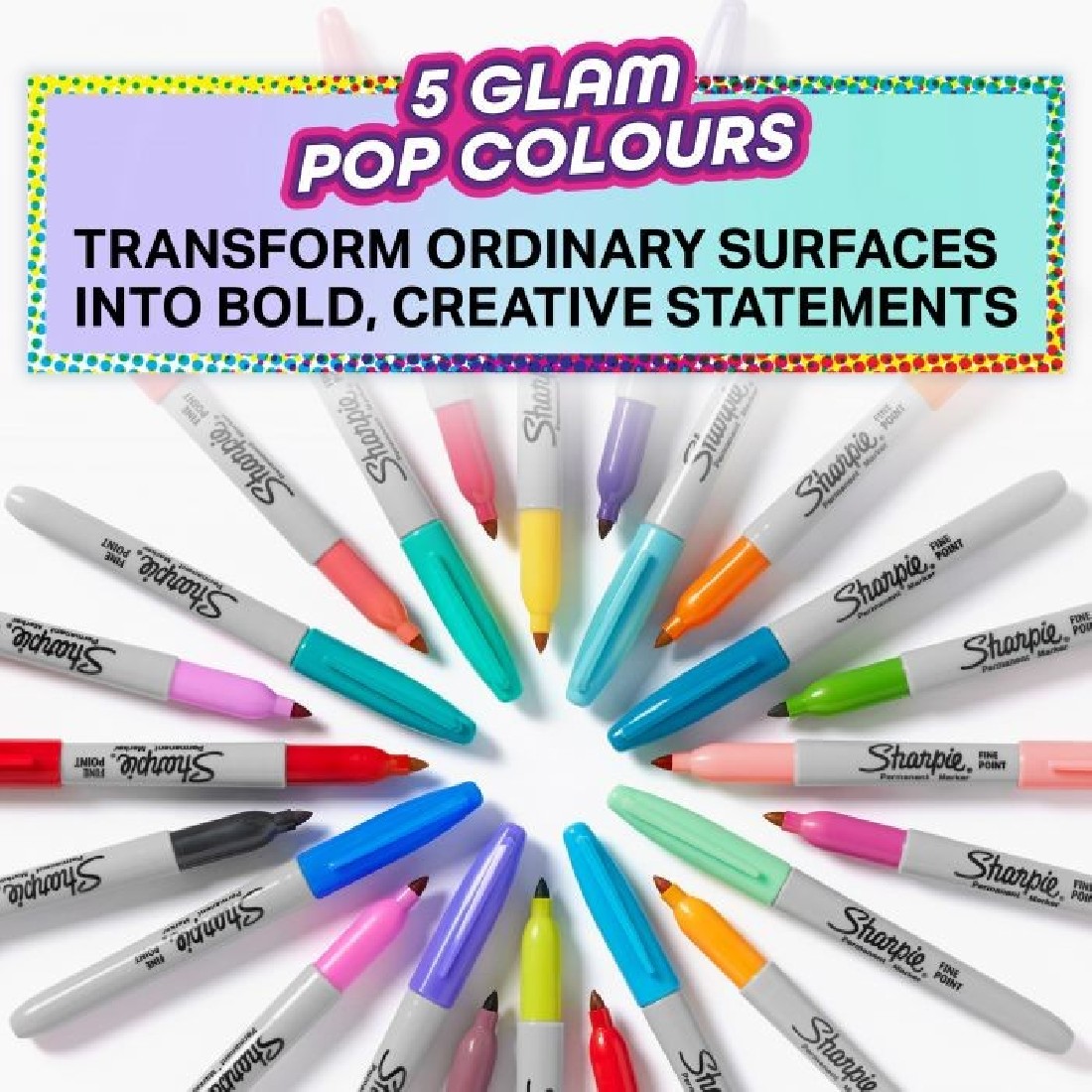 Permanent marker Sharpie Fine Blister Glam pop 5 colours