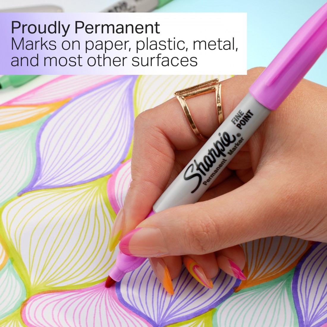 Permanent marker Sharpie Fine Blister Glam pop 5 colours