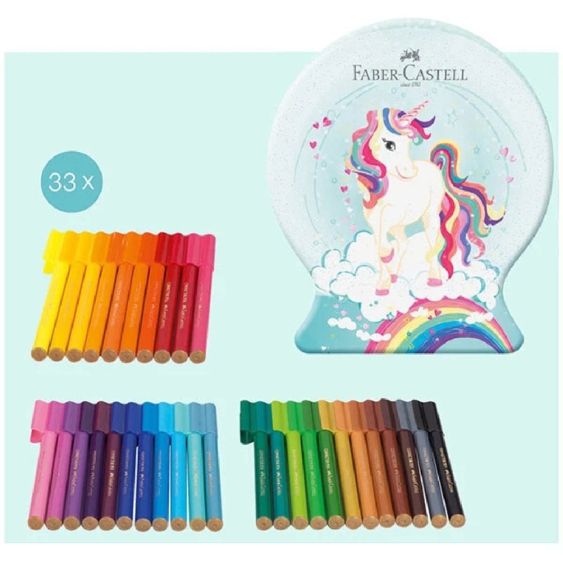 Faber Castell 33 pcs Unicorn Connector Felt Tip Set of 33 in Metal Case, 155544