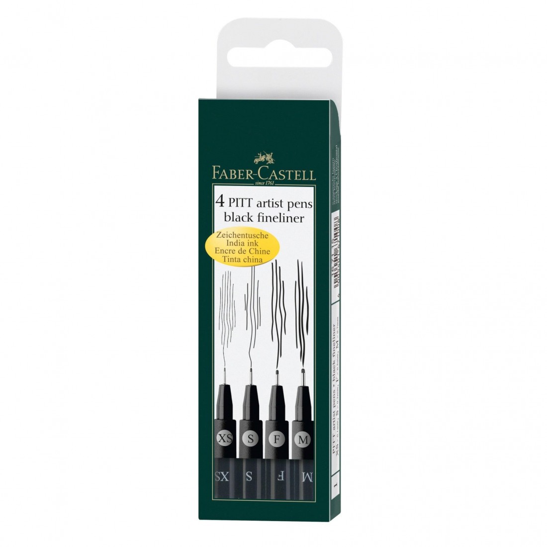 Faber Castell Pitt Artist Pen Black Fineliner Wallet of 4 XS, S, F, M 167115