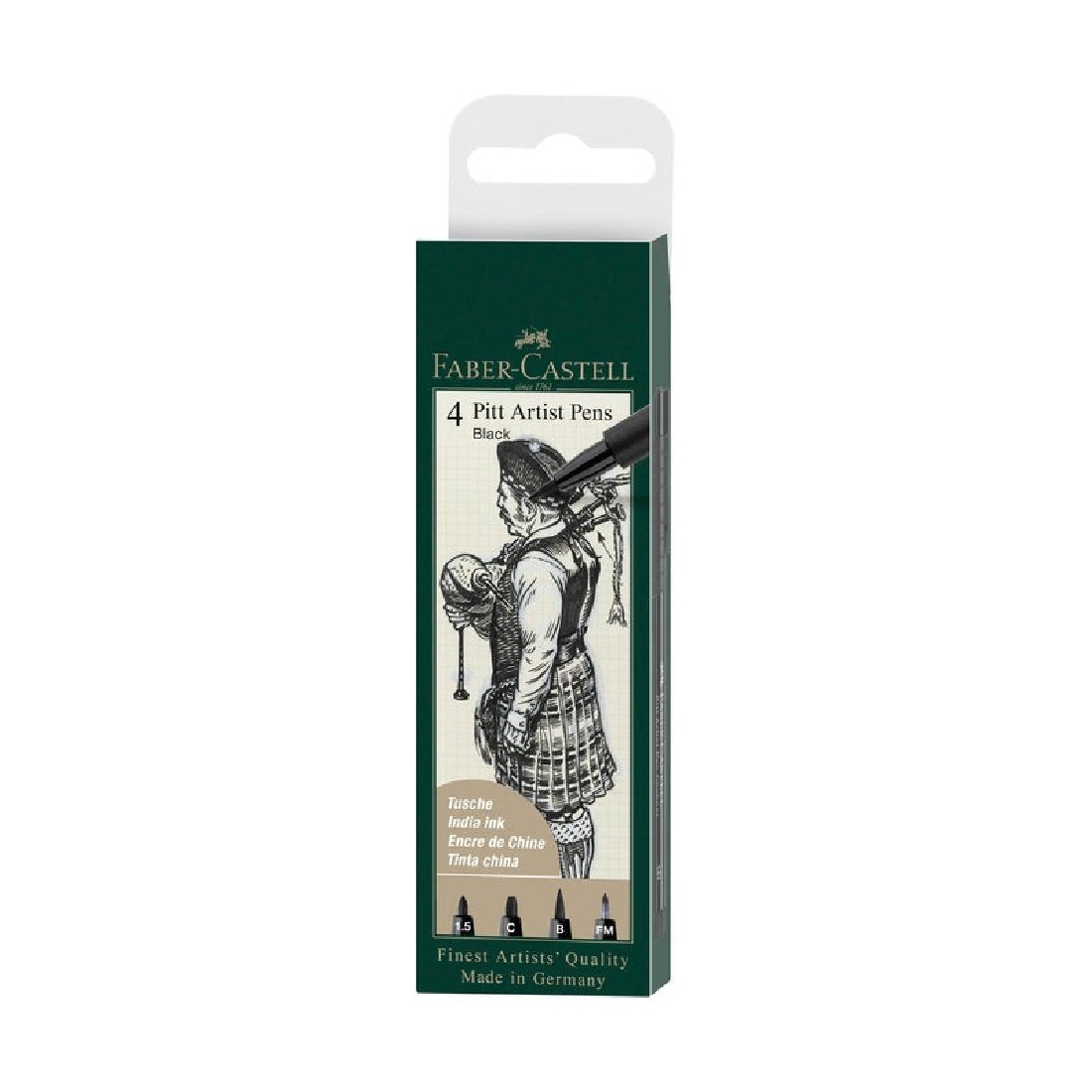 Faber-Castell Pitt Artist Pens Black tin of 4  167153