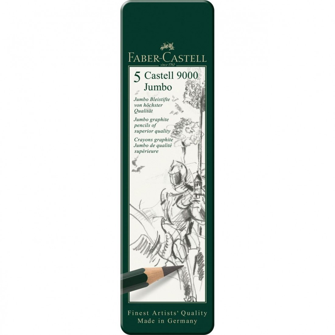 Faber Castell 9000 Jumbo graphite pencil, tin of 5, 119305