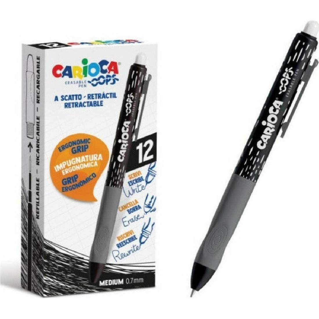 Στυλό Μαύρο 0,7 Carioca Oops 43043/01