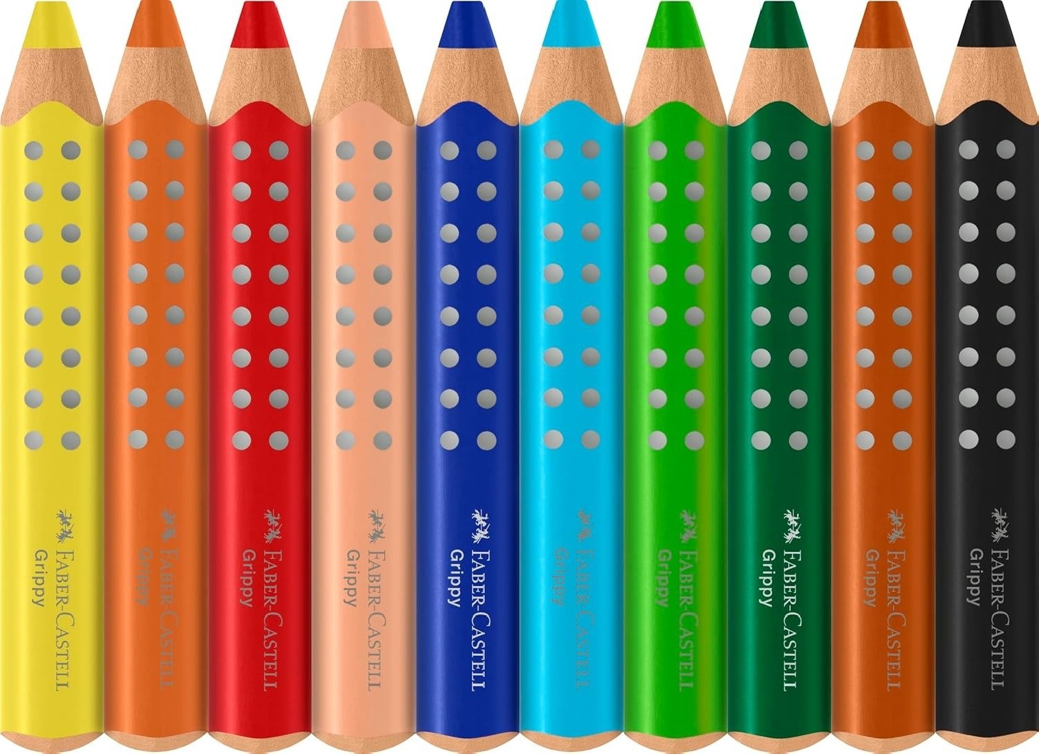 Faber Castell ξυλομπογιές Grippy 110636 Colouring Pencils Set, 10 Colouring Pencils with Sharpener for Toddlers from 2 Years