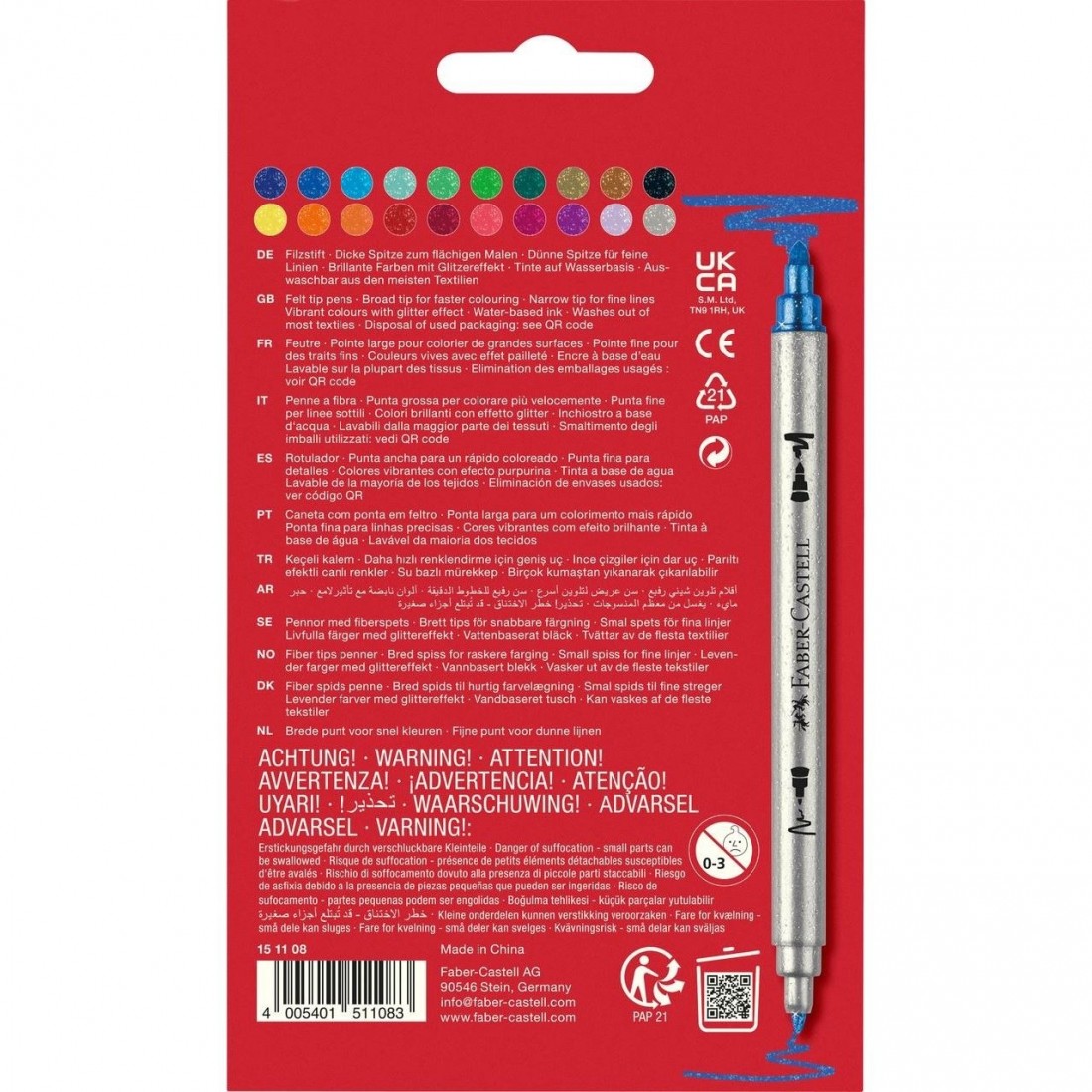 Faber Castell μαρκαδόροι, double ended fely tip pens, glitter colours, 151108
