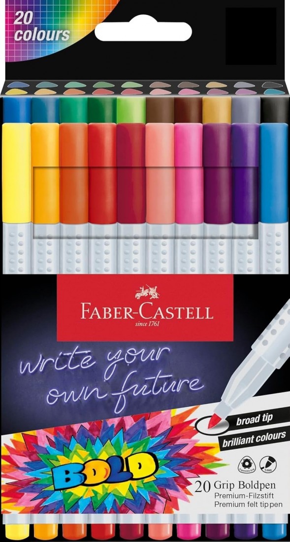 Faber Castell 20 grip μαρκαδόροι με χοντρή μύτη, premium 155318