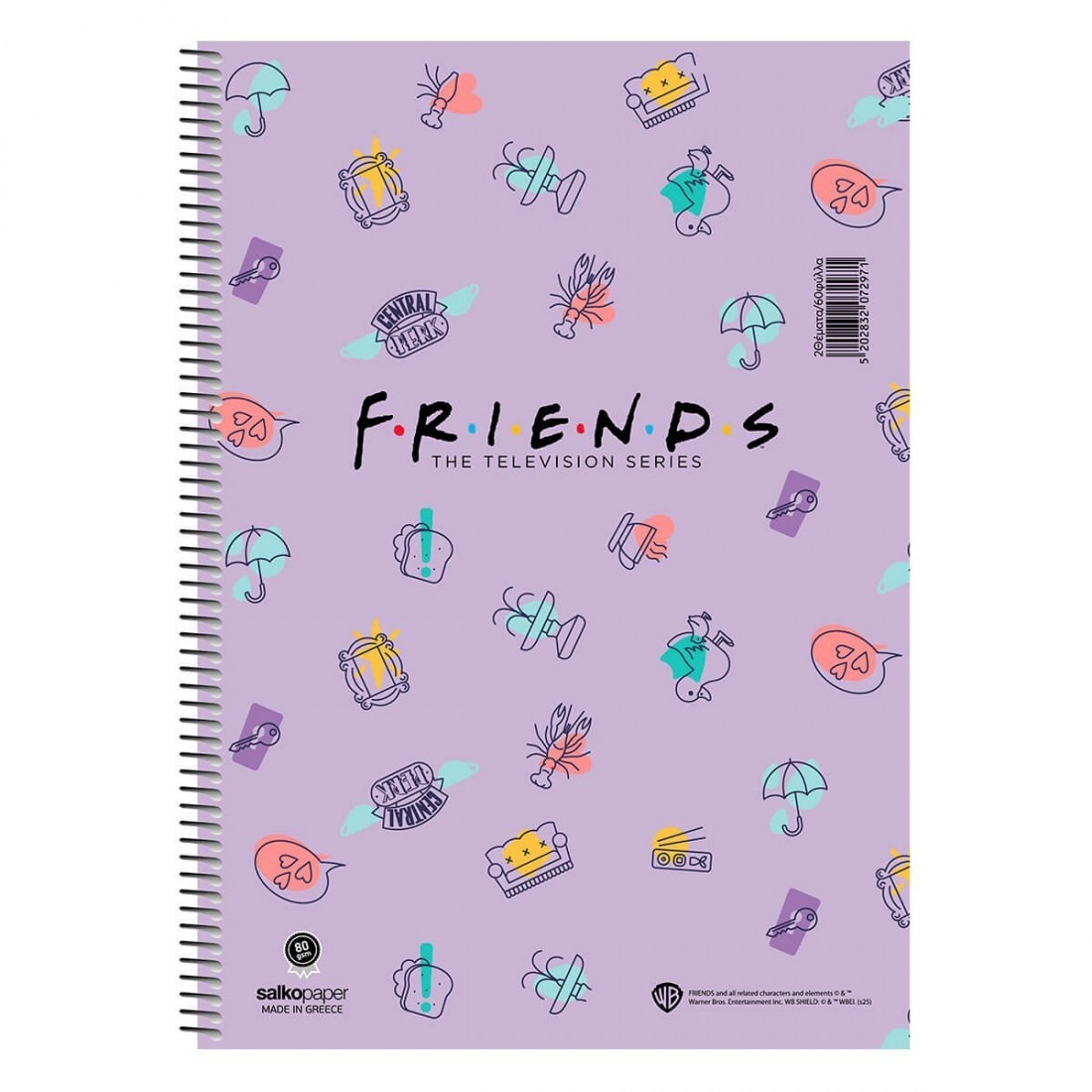 Τετράδιο σπιράλ Friends central park  21x29 3 θεμάτων 90φ 80γρ 7298  Salko