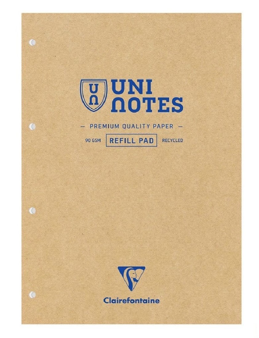 Clairefontaine Rhodia 9883C,Uninotes stapled pad 21x31.8cm, 200 pages, 4 hole punched, lined with margin, white lined paper 90gsm