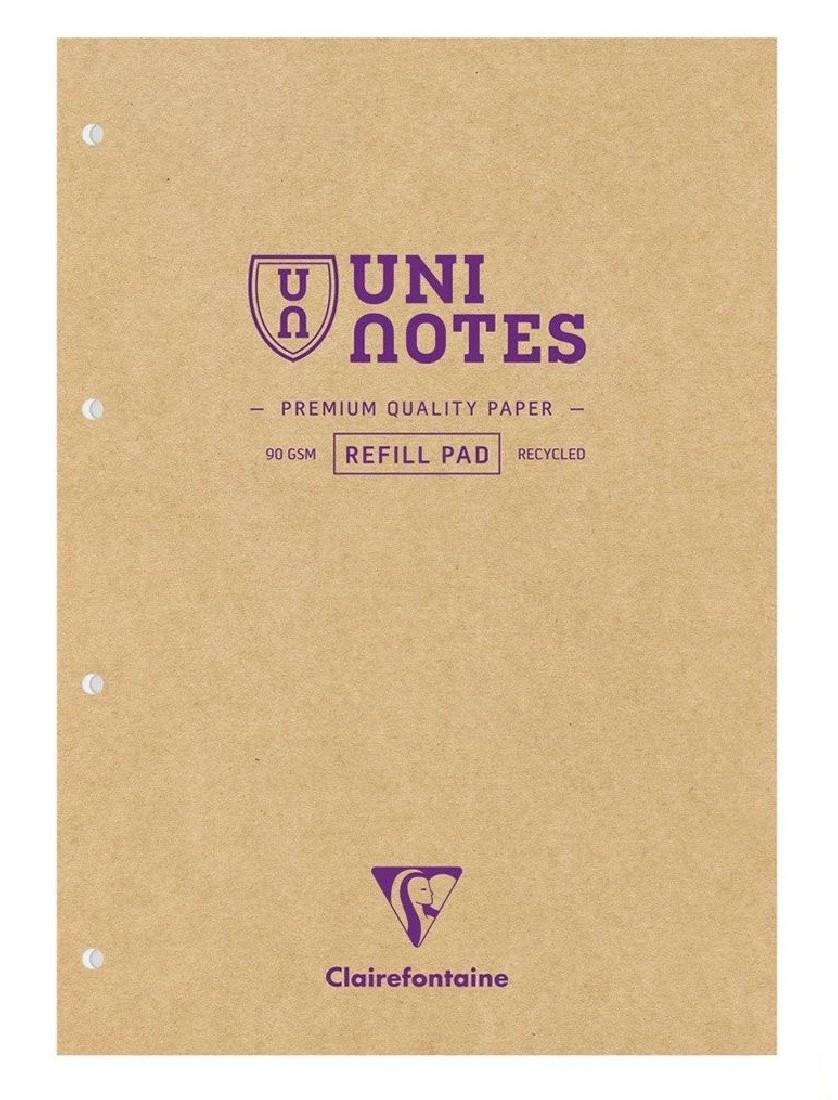 Clairefontaine Rhodia 9883C,Uninotes stapled pad 21x31.8cm, 200 pages, 4 hole punched, lined with margin, white lined paper 90gsm