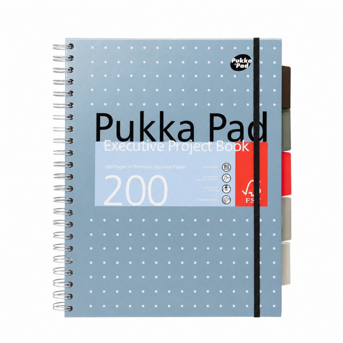 Pukka Pad τετραδιο ριγέ σπιραλ Α4, 5 θεμάτων, σκληρό εξώφυλλο, 200 σελίδες, 6970-MET