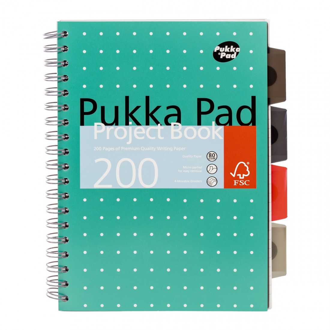 Pukka Pad τετράδιο ριγέ σπιράλ Β5 με Διαχωριστικά 4 Θεμάτων, 200 σελίδες.8518-MET