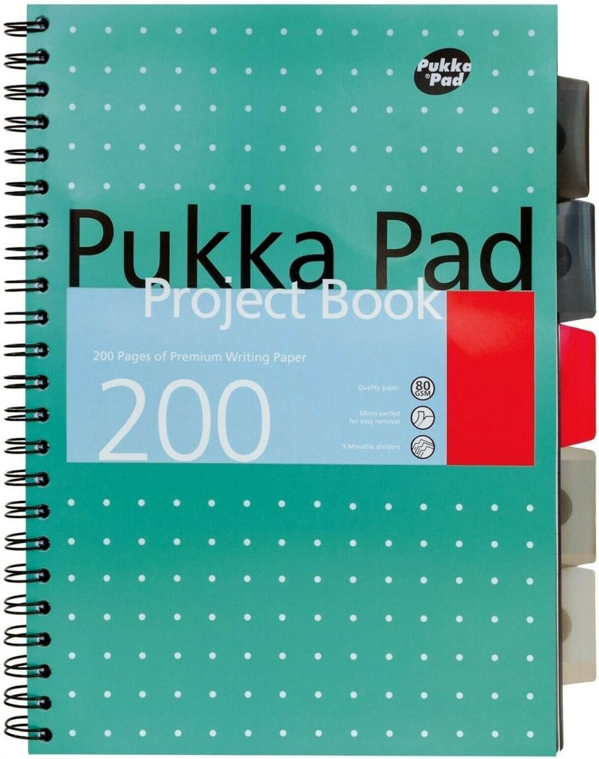 Pukka Pad τετράδιο σπιράλ Α4 Project Book 5 θεμάτων 200 σελίδες, 8521-MET