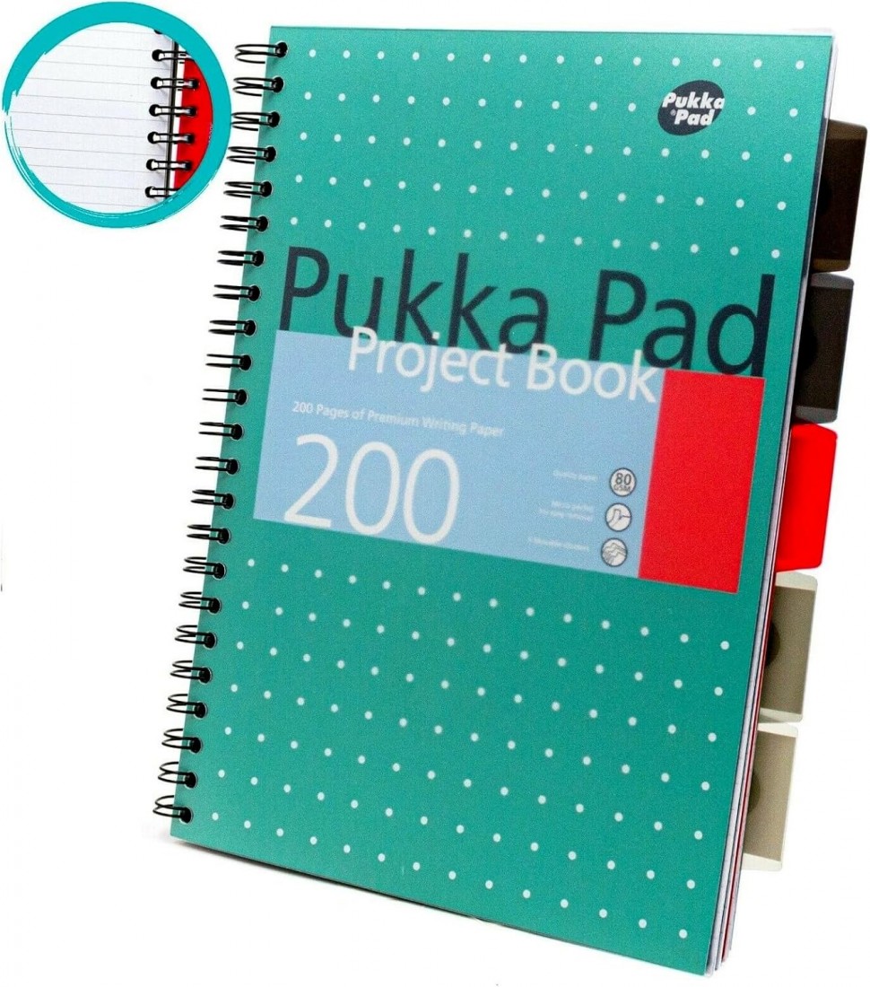 Pukka Pad τετράδιο σπιράλ Α4 Project Book 5 θεμάτων 200 σελίδες, 8521-MET