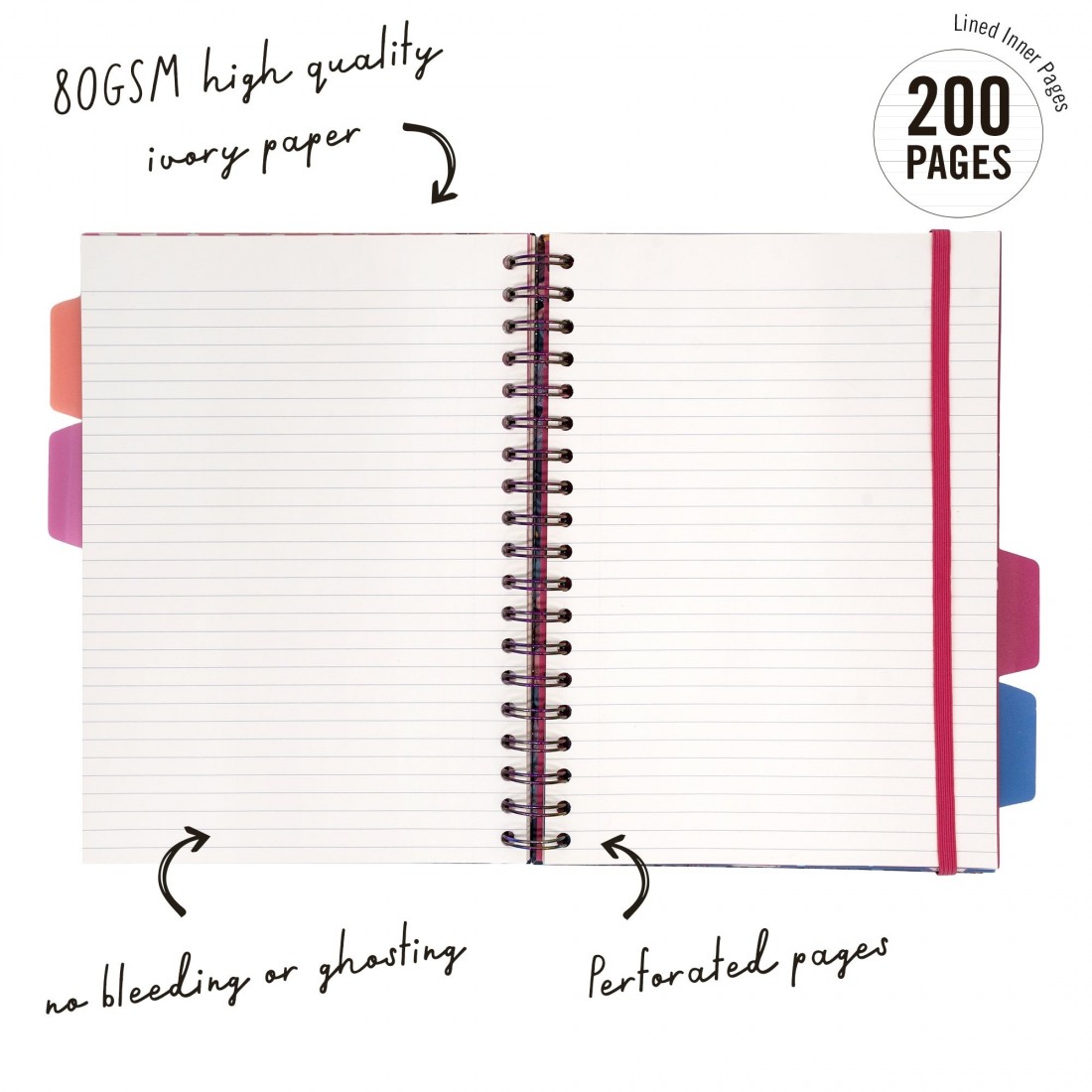 Pukka Pad τετράδιο ριγέ σπιράλ Β5 με 5 θέματα. και λάστιχο, 200 σελίδες  9495-BLM