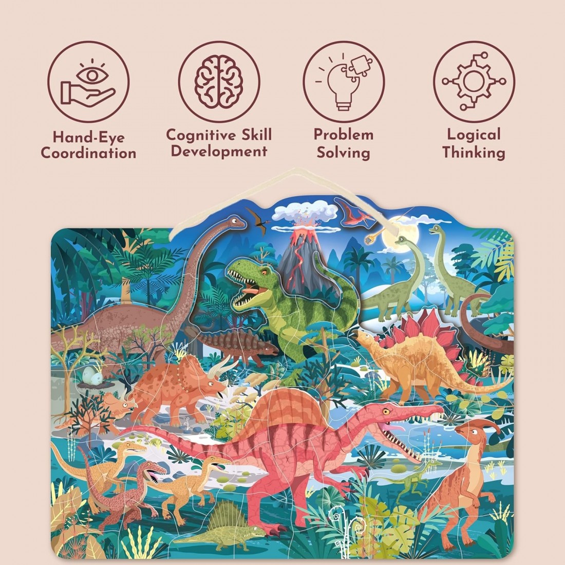 Ξύλινο μαγνητικό puzzle δεινοσαύρων SP6004 Speedy Monkey