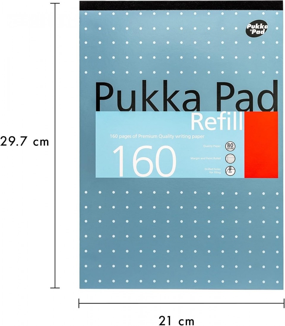 Pukka Pad μπλοκ σημειώσεων overlap Α4 με Τρύπες και Περιθώριο με 160 σελίδες REF80/1