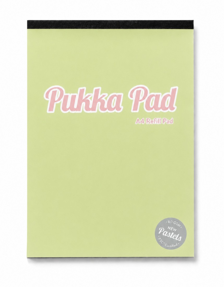 Pukka Pad pastel ριγέ μπλοκ σημειώσεων Α4 με τρύπες και περιθώριο 160 σελίδες 2014-PST