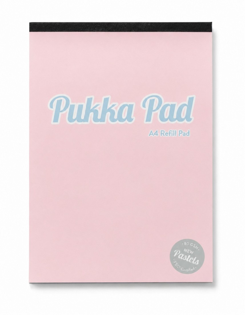 Pukka Pad pastel ριγέ μπλοκ σημειώσεων Α4 με τρύπες και περιθώριο 160 σελίδες 2014-PST