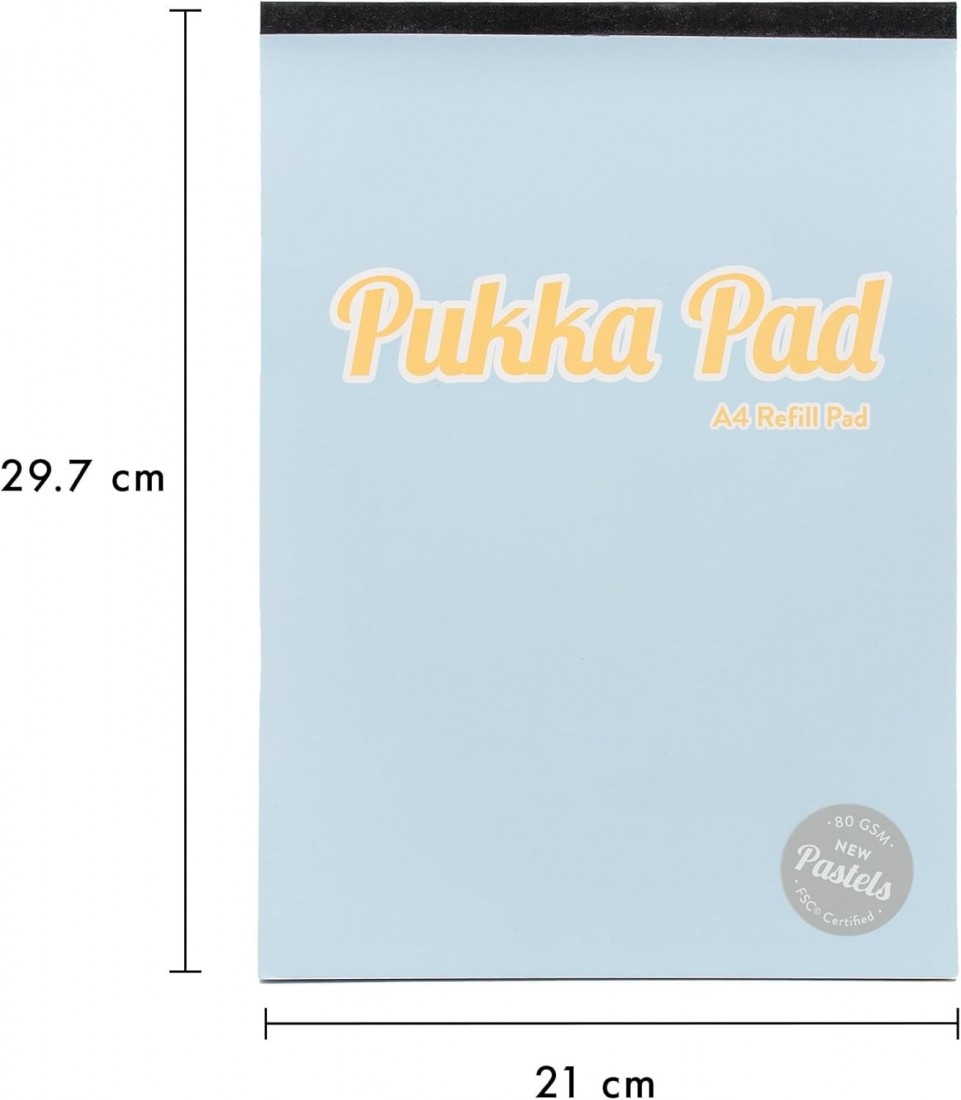 Pukka Pad pastel ριγέ μπλοκ σημειώσεων Α4 με τρύπες και περιθώριο 160 σελίδες 2014-PST