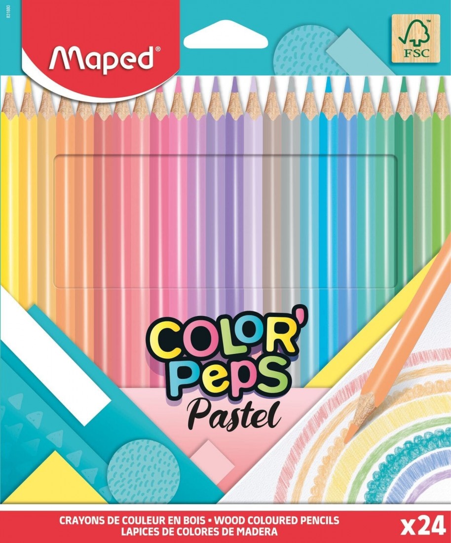 Ξυλομπογίες 24 τεμάχια Pastel Color Peps 831880 Maped