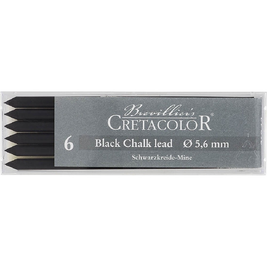 Cretacolor black chalk leads medium 5,6mm, set of 6, 26012