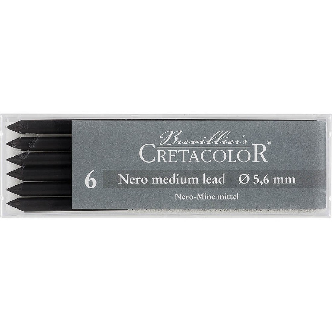 Cretacolor Nero Medium leads 5,6mm, set of 6 leads 26102