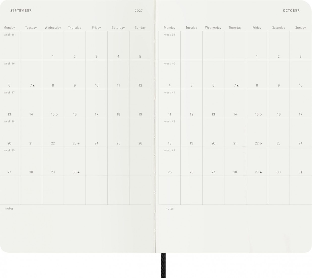 Moleskine Classic Planner 2026 - 2027 Weekly and Notes 18 Month Black Large 13x21 soft cover