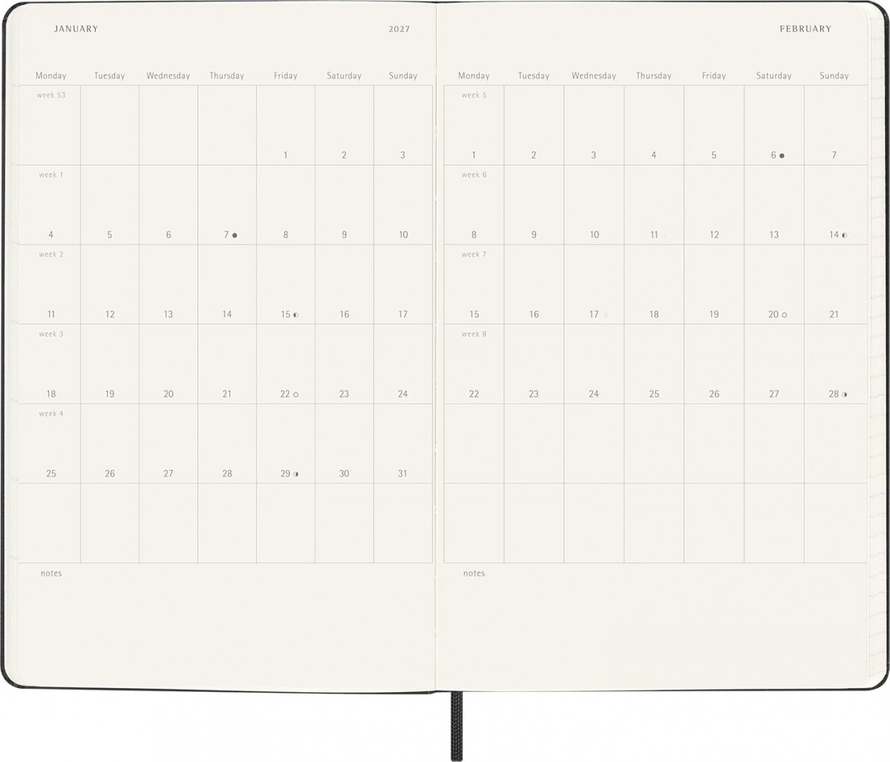 Moleskine Classic Planner 2026 - 2027 Weekly and Notes 18 Month Black Large 13x21 hard cover